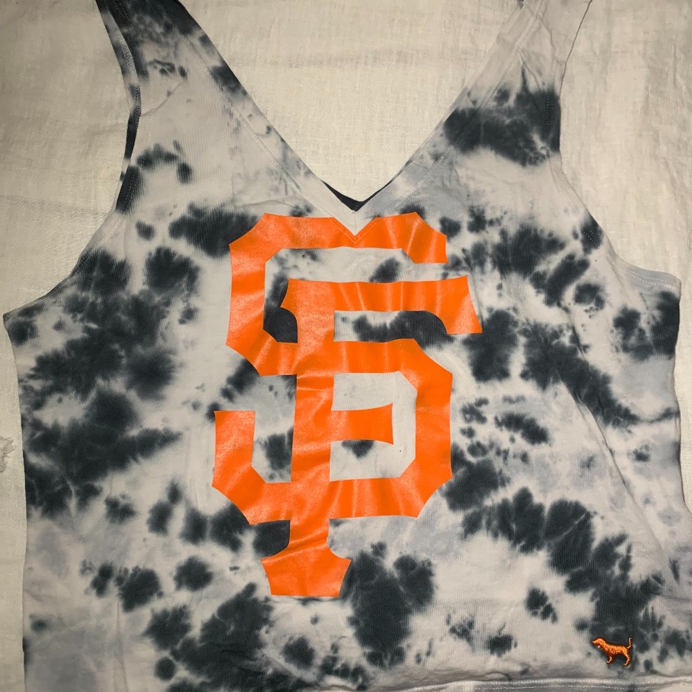 PINK grey and white tie die giants tank